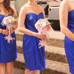 David’s Bridal Royal Blue Strapless Satin Dress